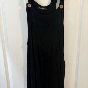 Black Pinafore Jumper Dress with Button Straps